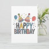 Invitation Chapeaux de fête d'anniversaire joyeux (Debout devant)