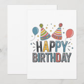 Invitation Chapeaux de fête d'anniversaire joyeux (Devant / Derrière)