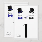 Invitation Chapeaux hauts de forme et nœud papillon bleu Tabl (Devant / Derrière)