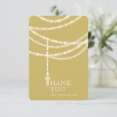 Invitation Chapelet à paillettes élégant et croix religieuse (Debout devant)