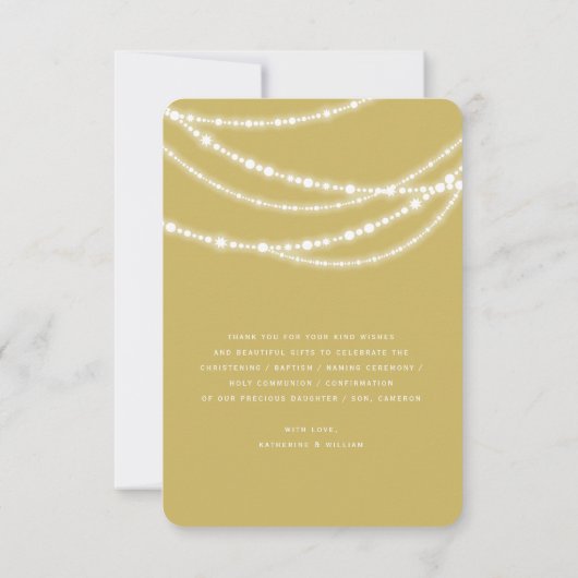 Invitation Chapelet à paillettes élégant et croix religieuse (Dos)