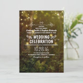 Invitation chapelet de bois enchanté lumières mariage invitat (Debout devant)