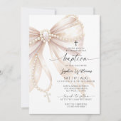 Invitation Chapelet de perles Arc Baptême (Devant)