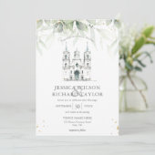 Invitation Chapelle de l'église catholique florale rustique (Debout devant)