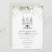 Invitation Chapelle de l'église catholique florale rustique (Devant / Derrière)