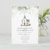 Invitation Chapelle de l'église catholique florale rustique (Debout devant)