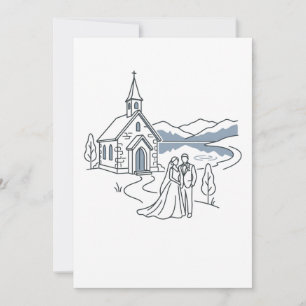 Invitation Chapelle de mariage au bord d'un lac de montagne