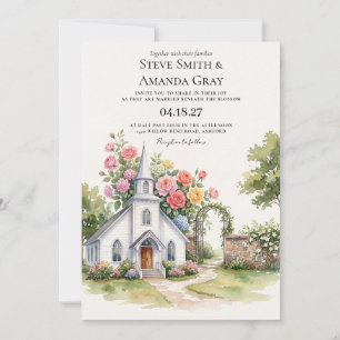 Invitation Chapelle de peinture aquarelle florale Mariage chr