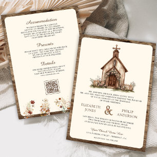 Invitation Chapelle occidentale en bois rustique tout en un M