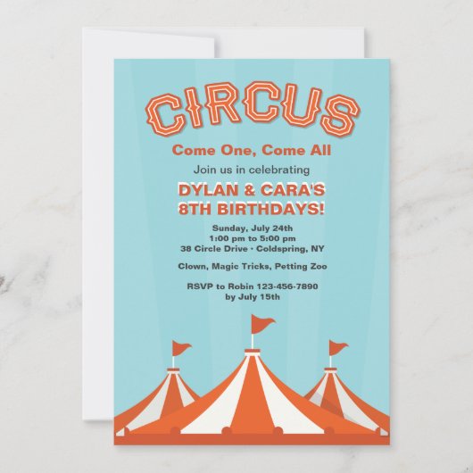 Invitation chapiteaux de cirque (Devant)