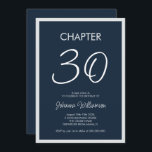 Invitation Chapitre 30 Bleu de la Marine 30e fête d'anniversa<br><div class="desc">Invitation "chapitre 30" moderne et minimale pour une fête de 30e anniversaire. Personnalisez-le avec son nom et les détails du parti,  y compris la date,  les informations RSVP,  et toute autre information nécessaire. Conception avec un arrière - plan bleu marine.</div>
