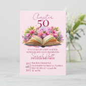 Invitation Chapitre 50 Anniversaire – Livre Ouvert avec Fleur (Debout devant)