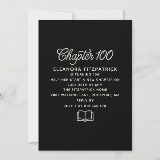 Invitation Chapitre de script Perle Noir et Blanc pour 100e A (Devant)