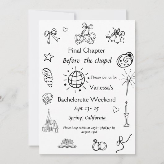 Invitation Chapitre final avant la chapelle Livre Bachelorett (Devant)