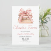 Invitation Chapitre Sept Livres à Ruban Rose Fête d'anniversa (Debout devant)
