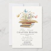 Invitation Chapitre suivant Livres et papillons Graduation (Devant)