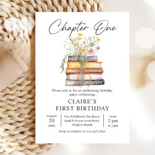 Invitation Chapitre Un livre d'histoire 1er anniversaire Invi