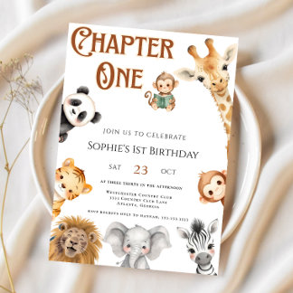 Invitation Chapitre Un livre d'histoire Jungle Safari 1er ann