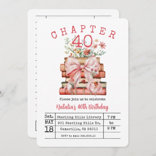 Invitation Chapter 40 Birthday (Devant / Derrière)