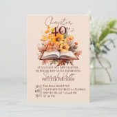 Invitation Chapter 40 Birthday – Open Book with Fall Flowers (Debout devant)