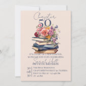 Invitation Chapter 50 Birthday Stacked Books with Flowers (Devant)