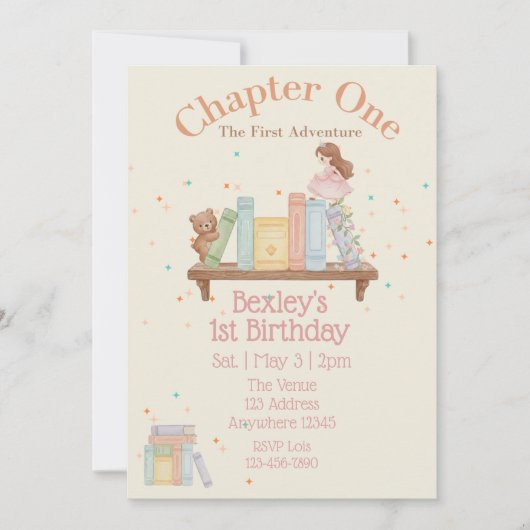 Invitation Chapter One, First Adventure, 1st Birthday Girl (Devant)