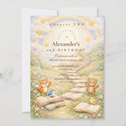 Invitation Chapter Two Turning Pages Birthday (Devant)