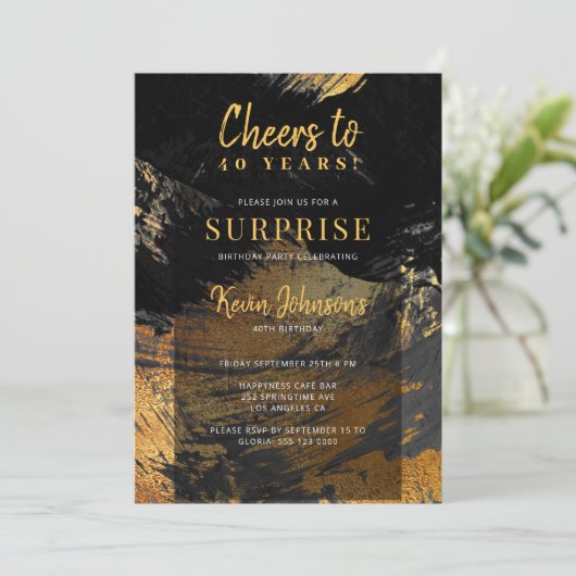 Invitation Chaque année anniversaire applaudit l'or noir (Debout devant)