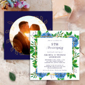 Invitation Chaque année Blue Hydrangea Mariage photo Annivers