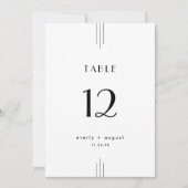 Invitation CHAQUE Art Déco Blanc Noir Mariage Numéros de tabl (Devant)