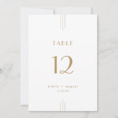 Invitation CHAQUE Gold Art Déco Simple Mariage Numéros de tab (Devant)