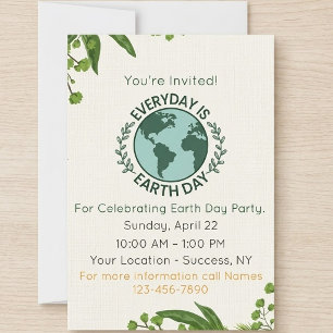 Invitation Chaque Jour Est Le Jour De La Terre - Fête Du Jour