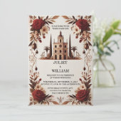 Invitation Chaque Rustic Fiesta Floral Rose espagnol Mariage (Debout devant)