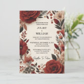 Invitation Chaque Rustic Fiesta Floral Rose espagnol Mariage (Debout devant)
