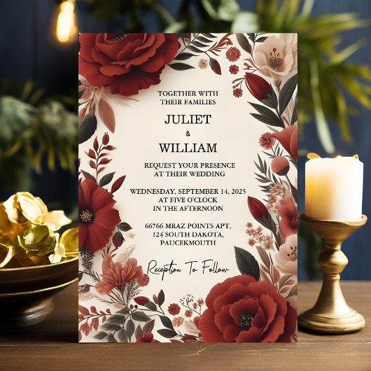 Invitation Chaque Rustic Fiesta Floral Rose espagnol Mariage