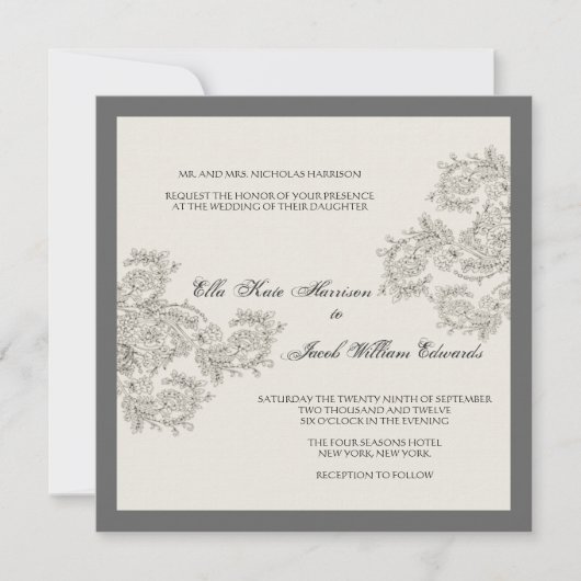 Invitation Charbon de bois de //d'invitation de mariage (Devant)