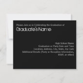 Invitation Charbon de bois, fête de remise des diplômes noire (Dos)