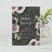 Invitation Charbon foncé Élégant Floral Moderne Brunch nuptia (Debout devant)
