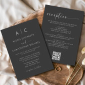 Invitation Charbon gris tout en un Mariage QR Code