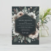 Invitation Charcoal Alabaster Flora Wedding (Debout devant)