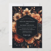 Invitation Charcoal Amber Bloom Wedding (Devant)