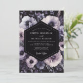 Invitation Charcoal Amethyst Bloom Wedding (Debout devant)