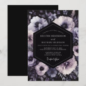 Invitation Charcoal Amethyst Bloom Wedding (Devant / Derrière)