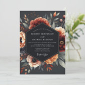 Invitation Charcoal Baroque Flora Wedding (Debout devant)