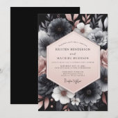 Invitation Charcoal Blush Gloaming Wedding (Devant / Derrière)