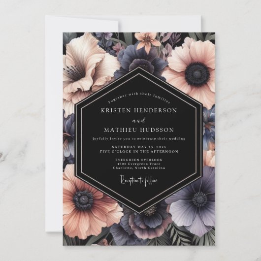 Invitation Charcoal Blush Penumbra Wedding (Devant)