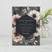 Invitation Charcoal Blush Vesper Bloom Wedding (Debout devant)