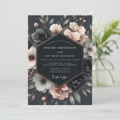 Invitation Charcoal Blush Vesperal Bloom Wedding (Debout devant)