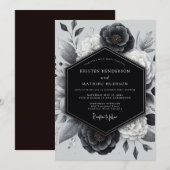 Invitation Charcoal Botanical Romance Wedding (Devant / Derrière)