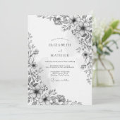 Invitation Charcoal Botanical Romance Wedding (Debout devant)